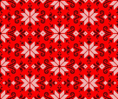 Etnik tarz, kimlik, vyshyvanka gibi kusursuz Ukrayna süsü desenleri, basılı kıyafetler, web siteleri, afişler, posterler için nakışlar. Vektör illüstrasyon arkaplanı