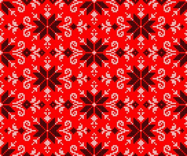 Etnik tarz, kimlik, vyshyvanka gibi kusursuz Ukrayna süsü desenleri, basılı kıyafetler, web siteleri, afişler, posterler için nakışlar. Vektör illüstrasyon arkaplanı