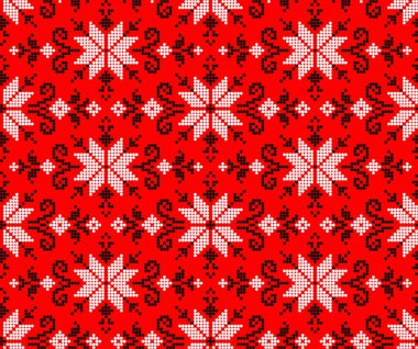 Etnik tarz, kimlik, vyshyvanka gibi kusursuz Ukrayna süsü desenleri, basılı kıyafetler, web siteleri, afişler, posterler için nakışlar. Vektör illüstrasyon arkaplanı