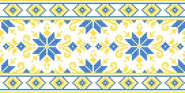 Etnik tarz, kimlik, vyshyvanka gibi Ukrayna süslemelerinin vektör illüstrasyonu, baskı giysileri, web siteleri, afişler için nakış. Geçmişi. Geometrik tasarım, sınır, kopyalama alanı, çerçeve