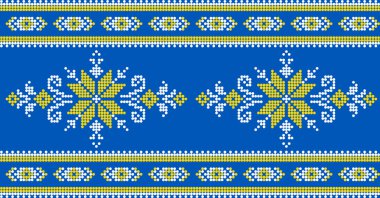 Etnik tarz, kimlik, vyshyvanka gibi Ukrayna süslemelerinin vektör illüstrasyonu, baskı giysileri, web siteleri, afişler için nakış. Geçmişi. Geometrik tasarım, sınır, kopyalama alanı, çerçeve