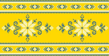 Etnik tarz, kimlik, vyshyvanka gibi Ukrayna süslemelerinin vektör illüstrasyonu, baskı giysileri, web siteleri, afişler için nakış. Geçmişi. Geometrik tasarım, sınır, kopyalama alanı, çerçeve