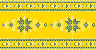 Etnik tarz, kimlik, vyshyvanka gibi Ukrayna süslemelerinin vektör illüstrasyonu, baskı giysileri, web siteleri, afişler için nakış. Geçmişi. Geometrik tasarım, sınır, kopyalama alanı, çerçeve
