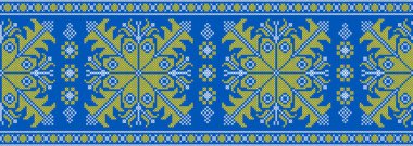 Etnik tarz, kimlik, vyshyvanka gibi Ukrayna süslemelerinin vektör illüstrasyonu, baskı giysileri, web siteleri, afişler için nakış. Geçmişi. Geometrik tasarım, sınır, kopyalama alanı, çerçeve