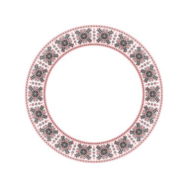 Etnik tarz, kimlik, vyshyvanka gibi Ukrayna süslemelerinin vektör illüstrasyonu, baskı giysileri, web siteleri, afişler için nakış. Geçmişi. Geometrik tasarım, sınır, kopyalama alanı, çerçeve