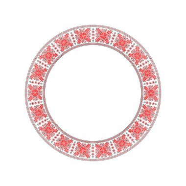 Etnik tarz, kimlik, vyshyvanka gibi Ukrayna süslemelerinin vektör illüstrasyonu, baskı giysileri, web siteleri, afişler için nakış. Geçmişi. Geometrik tasarım, sınır, kopyalama alanı, çerçeve