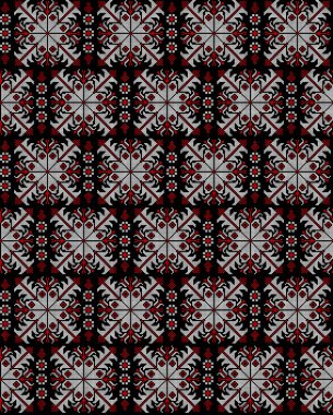 Etnik tarz, kimlik, vyshyvanka gibi kusursuz Ukrayna süsü desenleri, basılı kıyafetler, web siteleri, afişler, posterler için nakışlar. Vektör illüstrasyon arkaplanı