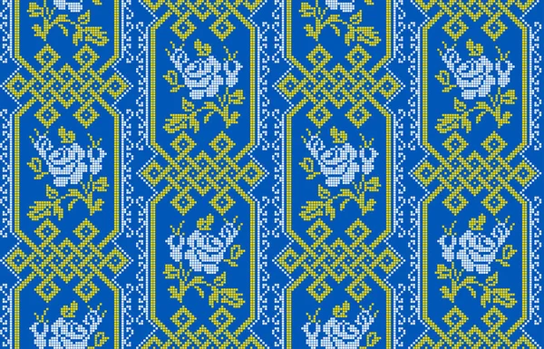 Sömlöst Mönster Ukrainska Prydnad Etnisk Stil Identitet Vyshyvanka Broderi För — Stock vektor