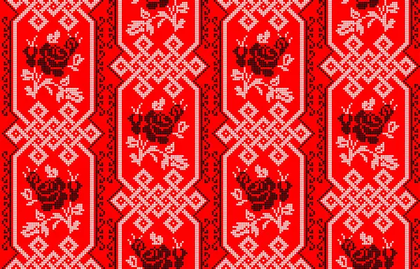 乌克兰无缝图案的装饰 民族风格 Vyshyvanka 刺绣印刷服装 矢量图解背景 — 图库矢量图片