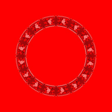 Etnik tarz, kimlik, vyshyvanka gibi Ukrayna süslemelerinin vektör illüstrasyonu, baskı giysileri, web siteleri, afişler için nakış. Geçmişi. Geometrik tasarım, sınır, kopyalama alanı, çerçeve