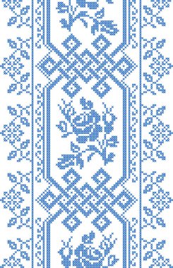 Etnik tarz, kimlik, vyshyvanka gibi Ukrayna süslemelerinin vektör illüstrasyonu, baskı giysileri, web siteleri, afişler için nakış. Geçmişi. Geometrik tasarım, sınır, kopyalama alanı, çerçeve