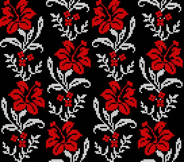 Seamless Pattern Ukrainian Floral Ornament Ethnic Style Identity Vyshyvanka Embroidery — Stock Vector