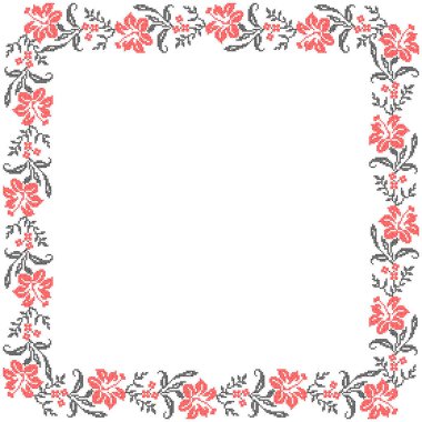 Etnik tarz, kimlik, vyshyvanka, desenli giysiler, web siteleri, afişler gibi Ukrayna çiçek süslerinin vektör çizimi. Geçmişi. Geometrik tasarım, sınır, kopyalama alanı, çerçeve