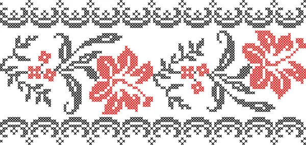 Векторна Ілюстрація Українського Квіткового Орнаменту Етнічному Стилі Ідентичність Вишиванка Вишивка — стоковий вектор