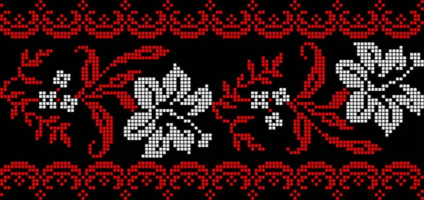 乌克兰花卉装饰的民族风格 Vyshyvanka 印花服装绣花 横幅的矢量图解 几何设计 复制空间 — 图库矢量图片