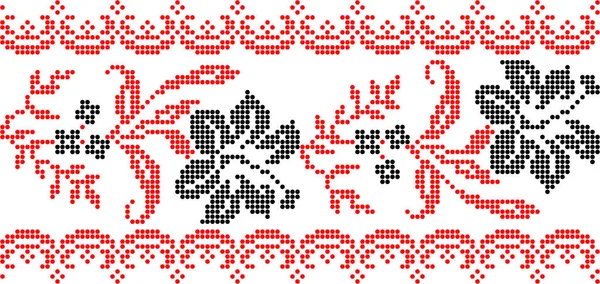 エスニックスタイルのウクライナの花の装飾のベクトルイラスト アイデンティティ ケイヒバンカ 印刷服の刺繍 ウェブサイト バナー バックグランド 幾何学的な設計 コピースペース フレーム — ストックベクタ
