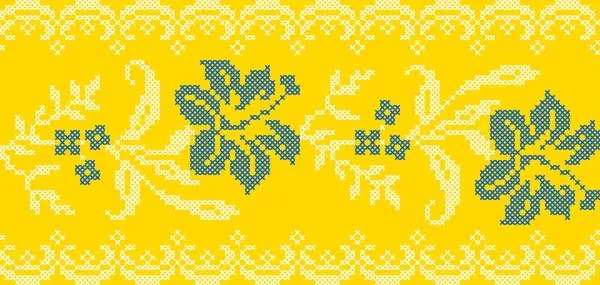 乌克兰花卉装饰的民族风格 Vyshyvanka 印花服装绣花 横幅的矢量图解 几何设计 复制空间 — 图库矢量图片