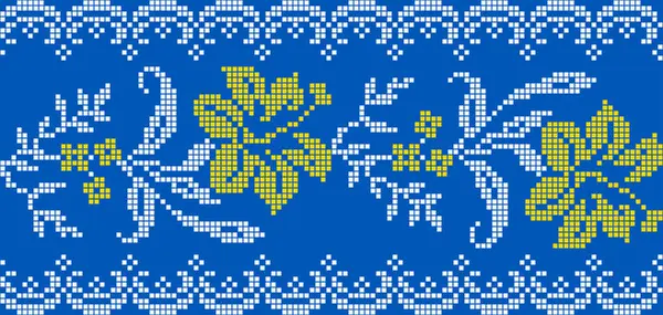 Ilustracja Wektorowa Ukraińskiej Ozdoby Kwiatowej Stylu Etnicznym Tożsamości Vyshyvanka Hafty — Wektor stockowy