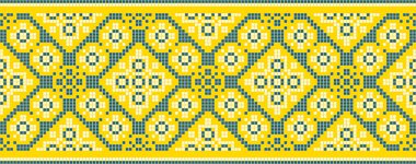 Etnik tarz, kimlik, vyshyvanka gibi Ukrayna süslemelerinin vektör illüstrasyonu, baskı giysileri, web siteleri, afişler için nakış. Geçmişi. Geometrik tasarım, sınır, kopyalama alanı, çerçeve