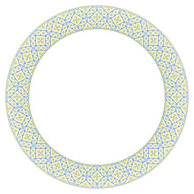 Etnik tarz, kimlik, vyshyvanka gibi Ukrayna süslemelerinin vektör illüstrasyonu, baskı giysileri, web siteleri, afişler için nakış. Geçmişi. Geometrik tasarım, sınır, kopyalama alanı, çerçeve