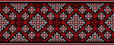 Etnik tarz, kimlik, vyshyvanka gibi Ukrayna süslemelerinin vektör illüstrasyonu, baskı giysileri, web siteleri, afişler için nakış. Geçmişi. Geometrik tasarım, sınır, kopyalama alanı, çerçeve