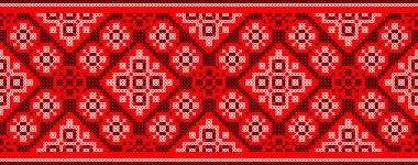 Etnik tarz, kimlik, vyshyvanka gibi Ukrayna süslemelerinin vektör illüstrasyonu, baskı giysileri, web siteleri, afişler için nakış. Geçmişi. Geometrik tasarım, sınır, kopyalama alanı, çerçeve