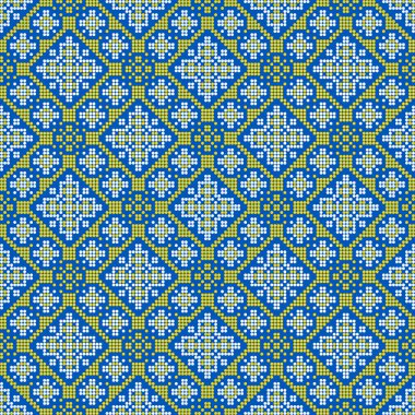 Etnik tarz, kimlik, vyshyvanka gibi Ukrayna süslemelerinin vektör illüstrasyonu, baskı giysileri, web siteleri, afişler için nakış. Geçmişi. Geometrik tasarım, sınır, kopyalama alanı, çerçeve