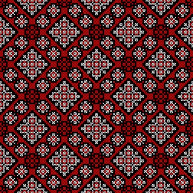 Etnik tarz, kimlik, vyshyvanka gibi Ukrayna süslemelerinin vektör illüstrasyonu, baskı giysileri, web siteleri, afişler için nakış. Geçmişi. Geometrik tasarım, sınır, kopyalama alanı, çerçeve