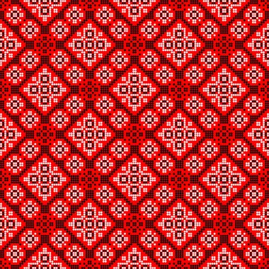 Etnik tarz, kimlik, vyshyvanka gibi Ukrayna süslemelerinin vektör illüstrasyonu, baskı giysileri, web siteleri, afişler için nakış. Geçmişi. Geometrik tasarım, sınır, kopyalama alanı, çerçeve