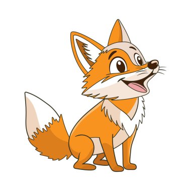 Vector illustration of a cute cartoon fox sitting and smiling, showing off its playful nature and bright fur in a colorful illustration, isolated on a white background clipart