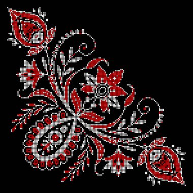 Etnik tarz, kimlik, vyshyvanka, desenli giysiler, web siteleri, afişler gibi Ukrayna çiçek süslerinin vektör çizimi. Geçmişi. Geometrik tasarım, kopyalama alanı, çerçeve