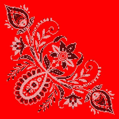 Etnik tarz, kimlik, vyshyvanka, desenli giysiler, web siteleri, afişler gibi Ukrayna çiçek süslerinin vektör çizimi. Geçmişi. Geometrik tasarım, kopyalama alanı, çerçeve