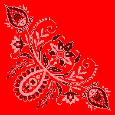 Etnik tarz, kimlik, vyshyvanka, desenli giysiler, web siteleri, afişler gibi Ukrayna çiçek süslerinin vektör çizimi. Geçmişi. Geometrik tasarım, kopyalama alanı, çerçeve