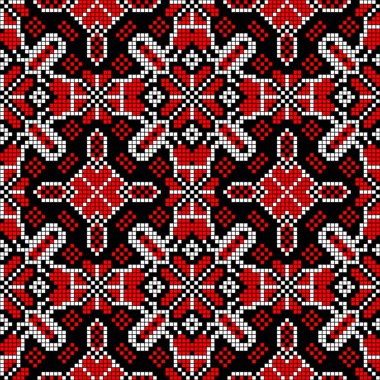 Etnik tarz, kimlik, vyshyvanka gibi kusursuz Ukrayna süsü desenleri, basılı kıyafetler, web siteleri, afişler, posterler için nakışlar. Vektör illüstrasyon arkaplanı