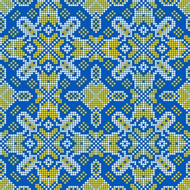 Etnik tarz, kimlik, vyshyvanka gibi kusursuz Ukrayna süsü desenleri, basılı kıyafetler, web siteleri, afişler, posterler için nakışlar. Vektör illüstrasyon arkaplanı