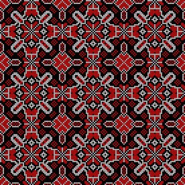 Etnik tarz, kimlik, vyshyvanka gibi kusursuz Ukrayna süsü desenleri, basılı kıyafetler, web siteleri, afişler, posterler için nakışlar. Vektör illüstrasyon arkaplanı