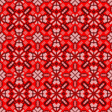 Etnik tarz, kimlik, vyshyvanka gibi kusursuz Ukrayna süsü desenleri, basılı kıyafetler, web siteleri, afişler, posterler için nakışlar. Vektör illüstrasyon arkaplanı