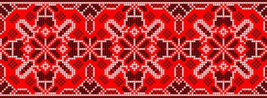 Etnik tarz, kimlik, vyshyvanka gibi Ukrayna süslemelerinin vektör illüstrasyonu, baskı giysileri, web siteleri, afişler için nakış. Geçmişi. Geometrik tasarım, sınır, kopyalama alanı, çerçeve