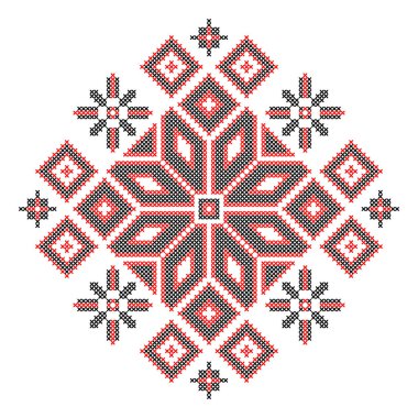  Ukrayna halk süsünün vektör illüstrasyonu. Etnik süs. Geleneksel Ukrayna halk sanatı örülmüş