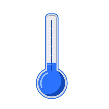 Cold thermometer with a snowflakes. Temperature weather thermometers meteorology, temp control thermostat device flat vector icon. Medical thermometers clipart