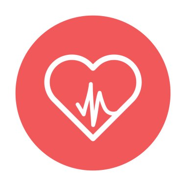 Kırmızı arka planda kalp atışı ve kalp logosunun vektör çizimi minimalist estetik, sağlık ve sağlıklı yaşam tarzını gösteriyor