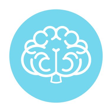 Mavi arkaplandaki beyin logosunun vektör çizimi minimalist estetik ve düşünme, zekayı gösteriyor.