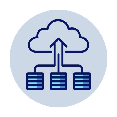 Verimli yönetim ve kullanılabilirlik için depolamaya veri transferi için vektör simgesi pictogram