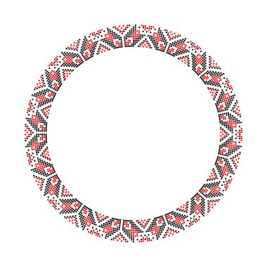 Pixel Sanat Stilinde Kusursuz Ukrayna Halk Düzeni Tekstil, Duvarkağıtları ve Dijital Arkaplan için Geleneksel Geometrik Süsleme