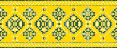 Çapraz dikişli geleneksel Ukrayna nakış deseni. Orijinal Ukrayna vyshyvanka motiflerinden esinlenilmiş halk dekoratif tasarımı, tekstil ve arka plan için mükemmel.