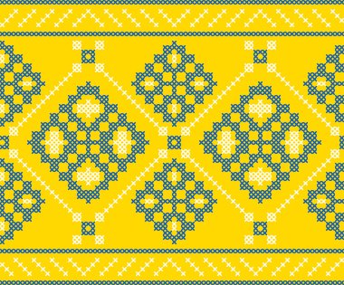 Çapraz dikişli geleneksel Ukrayna nakış deseni. Orijinal Ukrayna vyshyvanka motiflerinden esinlenilmiş halk dekoratif tasarımı, tekstil ve arka plan için mükemmel.