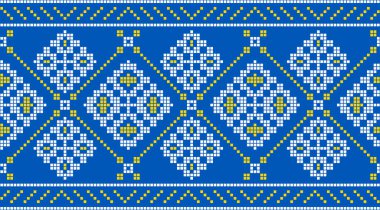 Çapraz dikişli geleneksel Ukrayna nakış deseni. Orijinal Ukrayna vyshyvanka motiflerinden esinlenilmiş halk dekoratif tasarımı, tekstil ve arka plan için mükemmel.