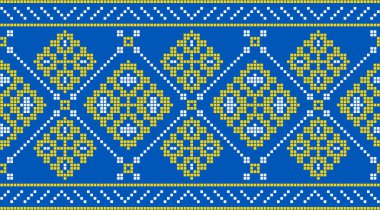 Çapraz dikişli geleneksel Ukrayna nakış deseni. Orijinal Ukrayna vyshyvanka motiflerinden esinlenilmiş halk dekoratif tasarımı, tekstil ve arka plan için mükemmel.