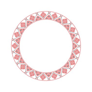 Geometrik süslemeli geleneksel Ukrayna nakış çerçevesi. Bayram tasarımları, kültürel projeler ve Ukrayna halk sanatından esinlenen dekoratif unsurlar için mükemmel.