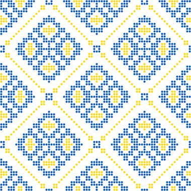 Geometrik süslemeli kusursuz vektör deseni, etnik stil, kimlik, vyshyvanka şeklinde Ukrayna süsü, baskı giysileri, web siteleri, afişler için nakış